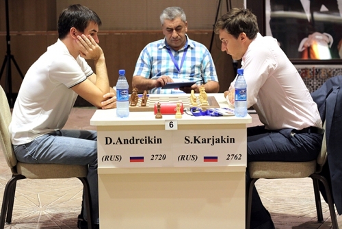 Sergey Karjakin won the Russian derby against Dmitry Andreikin