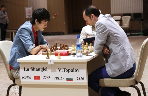 Veselin Topalov winning with white against the young star Lu Shanglei