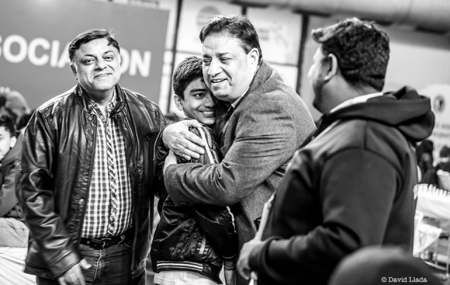 All India Chess Federation Secretary Bharat Singh congratulating D Gukesh for securing final GM Norm